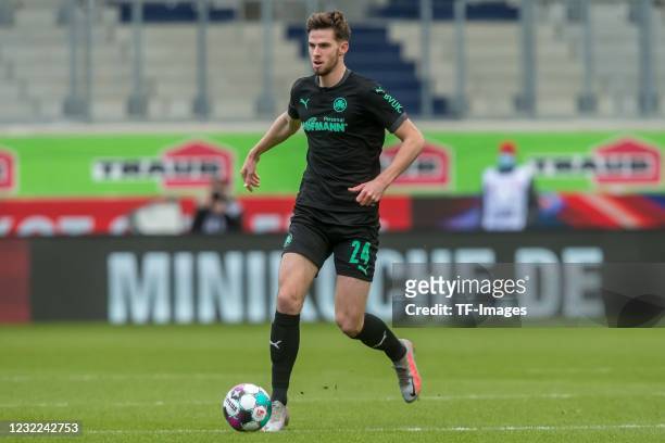 Anton Stach of SpVgg Greuther Fuerth controls the Ball during the Second Bundesliga match between 1. FC Heidenheim 1846 and SpVgg Greuther Fürth at...