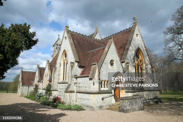 Picture shows the Royal Chapel of All Saints, at Royal Lodge, in Windsor on April 11, 2021. - Queen Elizabeth II has described feeling a "huge void...