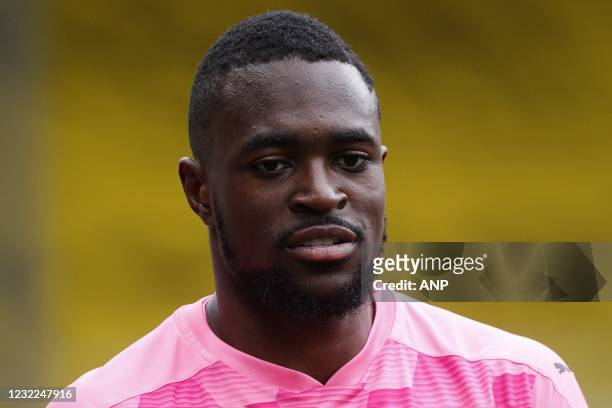 Goalkeeper Yvon Mvogo during the Dutch Eredivisie match between VVV-Venlo and PSV at the Covebo stadium De Koel on April 11, 2021 in Venlo, The...