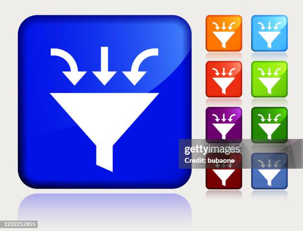 simple funnel with arrows icon - funnel stock illustrations