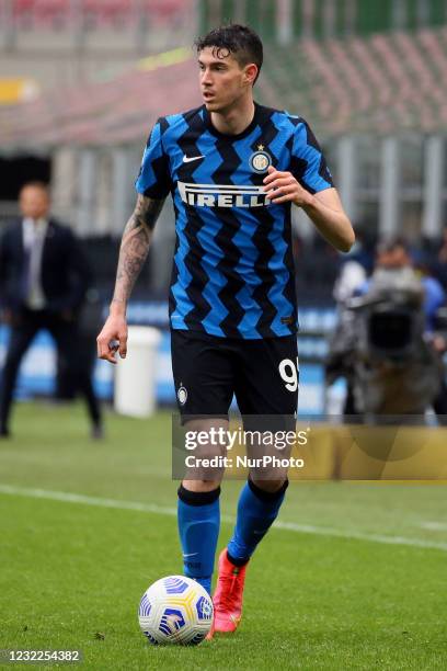 Alessandro Bastioni of FC Internazionale in action during the Serie A match between FC Internazionale and Cagliari Calcio at Stadio Giuseppe Meazza...