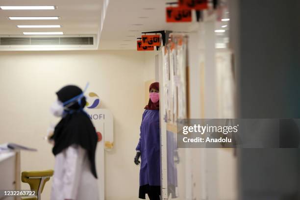 Medical workers are seen on duty at Rasoul Akram Hospital in Tehran, Iran on April 11, 2021. Iraniangovernment decided to spare budget for 13,000...