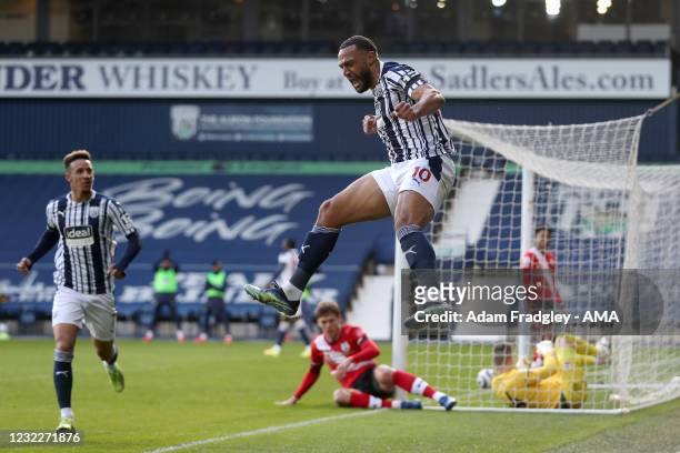 Matt Phillips of West Bromwich Albion celebrates after scoring a goal to make it 2-0 during the Premier League match between West Bromwich Albion and...