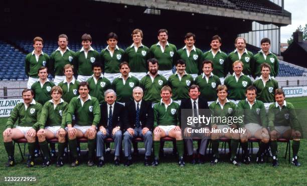 Dublin , Ireland - 12 May 1985; The Ireland team, back row from left, Brendan Mullin, Philip Matthews, Paul Collins, Paddy Kenny, Brian Spillane,...