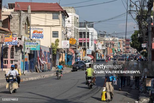 Traffic is seen on a street of Port-au-Prince on April 12, 2021.