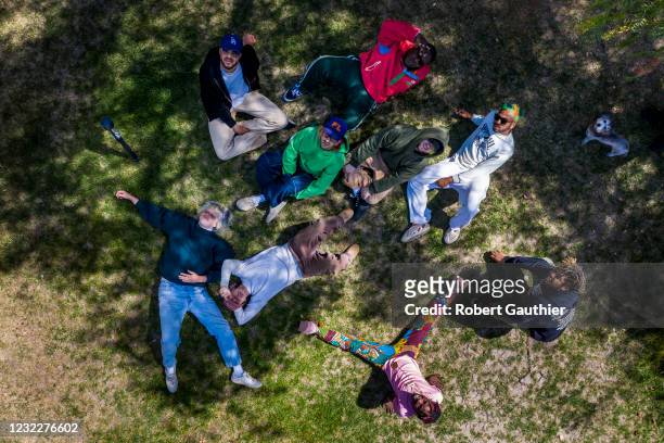 Hidden Hills, CA, Thursday, April 8, 2021 - Hip-hop group Brockhampton at frontman Kevin Abstract's home in Hidden Hills. Left to right, top to...