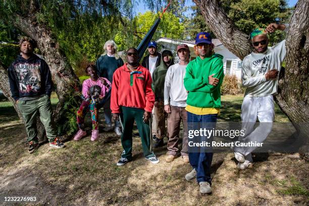 Hidden Hills, CA, Thursday, April 8, 2021 - Hip-hop group Brockhampton at frontman Kevin Abstract's home in Hidden Hills. Left to right, Dom...