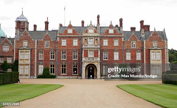 General view of Sandringham House, Queen Elizabeth II's country retreat set in 24 hectares of gardens on the Sandringham Estate, at Sandringham on...