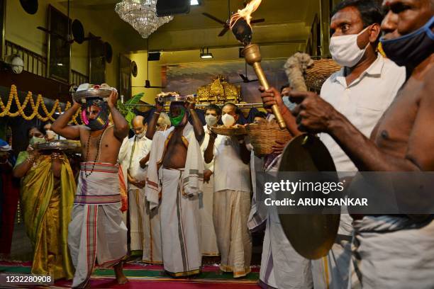 Hindu devotees visit the Tirumala Tirupati Devasthanams temple on the occasion of 'Ugadi' festival or new year's day as per the Hindu lunisolar...