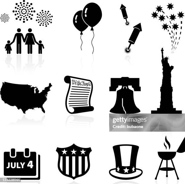 forth of july independence day celebration vector icon set - philadelphia pennsylvania map 幅插畫檔、美工圖案、卡通及圖標