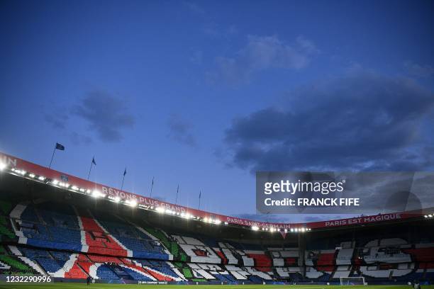 Picture shows the empty stadium prior to the UEFA Champions League quarter-final second leg football match between Paris Saint-Germain and FC Bayern...