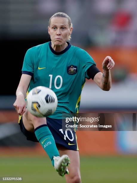 Emily van Egmond of Australia Women during the International Friendly Women match between Holland v Australia at the Goffert Stadium on April 13,...