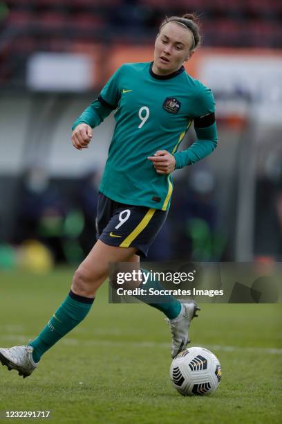 Caitlin Foord of Australia Women during the International Friendly Women match between Holland v Australia at the Goffert Stadium on April 13, 2021...