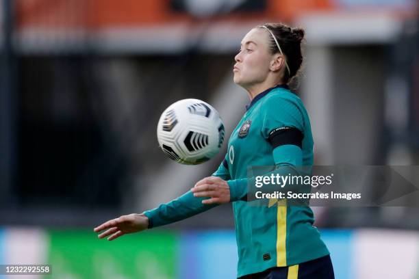 Caitlin Foord of Australia Women during the International Friendly Women match between Holland v Australia at the Goffert Stadium on April 13, 2021...