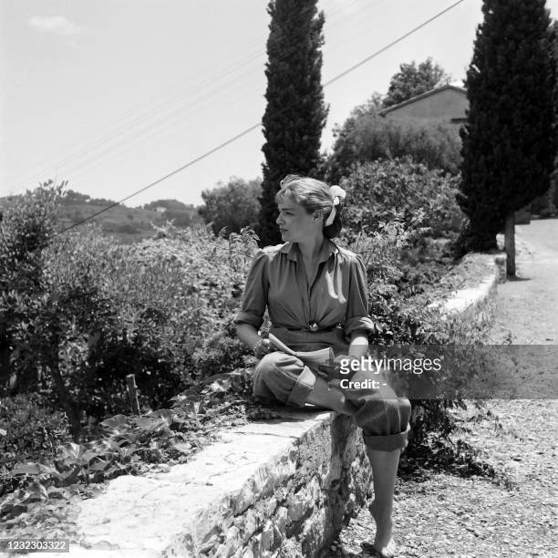 Picture taken in July 1951 in Saint-Paul-de-Vence shows French actress Simone Signoret.