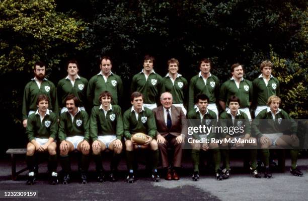 Dublin , Ireland - 21 November 1981; The Ireland team, back row, from left, Mick Fitzpatrick, John O'Driscoll, Brendan Foley, Donal Lenihan, Hugo...