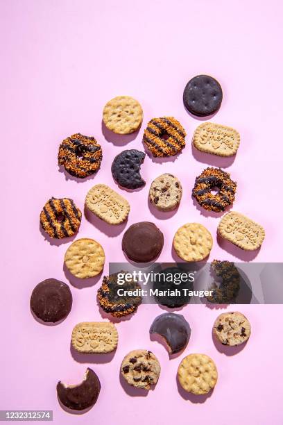 An array of Girl Scouts cookies in Studio on Tuesday, Feb. 16, 2021 in Los Angeles, CA.