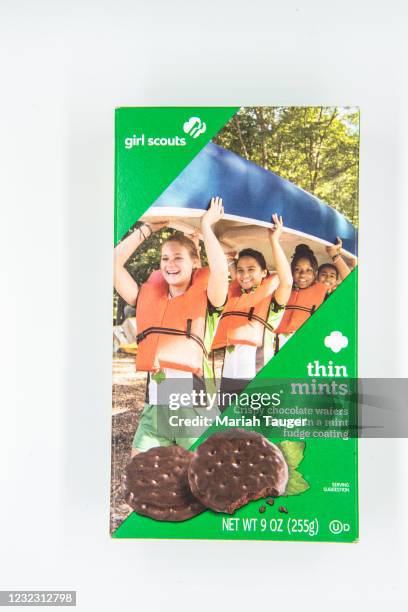 Thin mints Girl Scouts cookies from ABC Bakers in Studio on Tuesday, Feb. 16, 2021 in Los Angeles, CA.