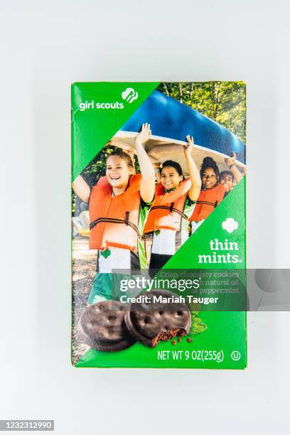 Thin Mints Girl Scouts cookies from Little Brownie Bakers in Studio on Tuesday, Feb. 16, 2021 in Los Angeles, CA.