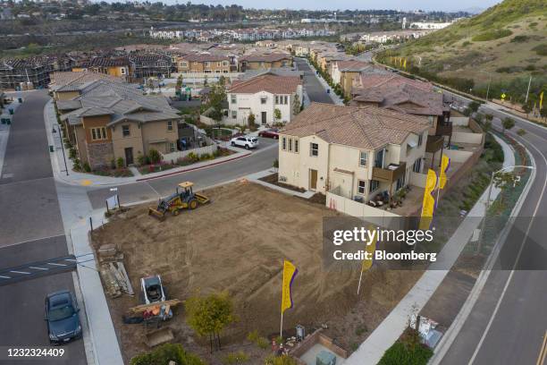 New townhomes under construction in The Preserve development by Cornerstone Communities Corp. In Carlsbad, California, U.S. On Wednesday, April 14,...