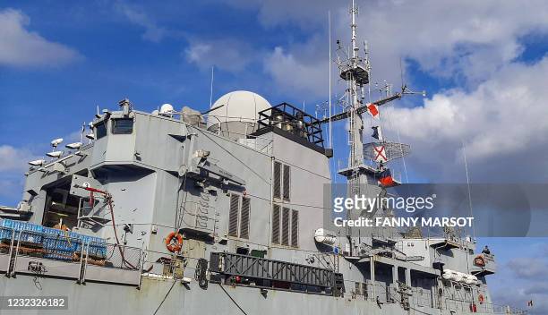 This picture shows the Floreal class French frigate Ventose prior to moving to the island of Saint Vincent and the Grenadines to bring aid parcels,...
