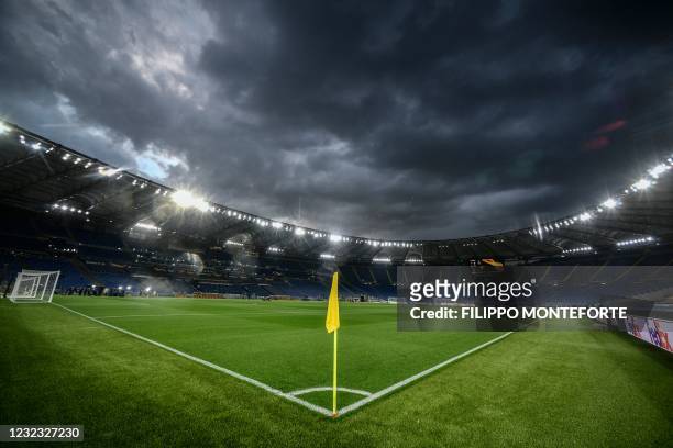 The Olympic stadium in Rome, Italy, is pictured prior to the UEFA Europa League quarter final second leg football match AS Rome vs Ajax Amsterdam on...