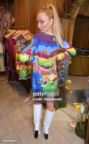Clara Paget attends the Annie's Ibiza reopening VIP private shopping event on Carnaby Street on April 15, 2021 in London, England.