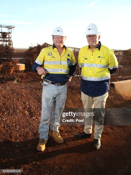 Prime Minister Scott Morrison tours Fortescue Metals Group's Christmas Creek mining operations with Fortescue Metals Group CEO Andrew Forrest on...