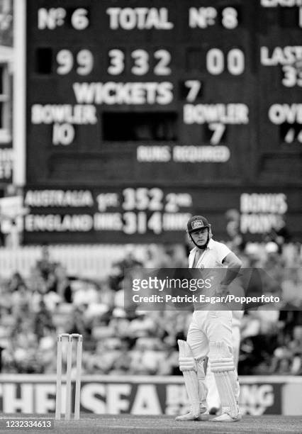 Dirk Wellham of Australia waiting at the non-striker's end on 99 not out as a new batsman comes to the crease during the 6th Test match between...