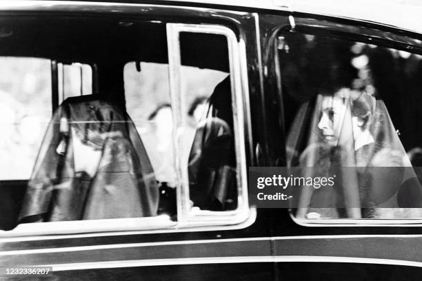 Princess Margaret , Queen Elizabeth and the Queen mother following the cortege fron Sandringham house, to Wolferton station, en route for London on...