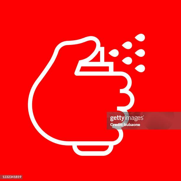 hand with a spray can icon - hand holding spray bottle stock illustrations