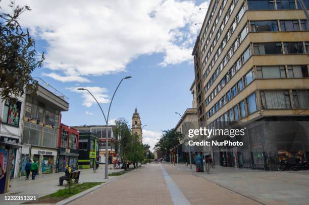 View of empty entrance to Plaza de Bolivar while the city of Bogota faces a 3 day quarantine, to friday to monday n Bogota, Colombia on April 16,...