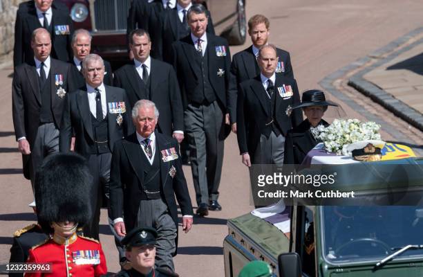 Prince Charles, Prince of Wales; Prince William, Duke of Cambridge; Prince Harry, Duke of Sussex; Timothy Laurence; Princess Anne, Princess Royal;...