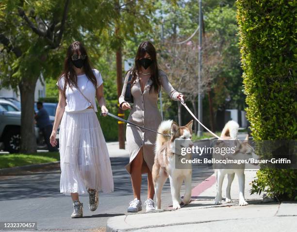 Lucila Sola and Camila Morrone are seen on April 17, 2021 in Los Angeles, California.