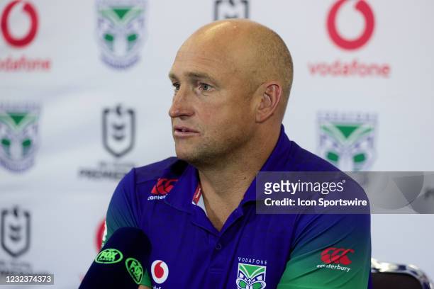 Nathan Brown Coach of the Warriors in the press conference during the round six NRL match between St George Illawarra Dragons and New Zealand...