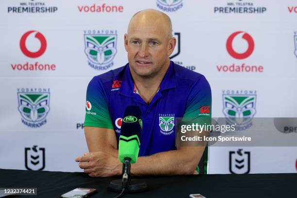 Nathan Brown Coach of the Warriors in the press conference during the round six NRL match between St George Illawarra Dragons and New Zealand...