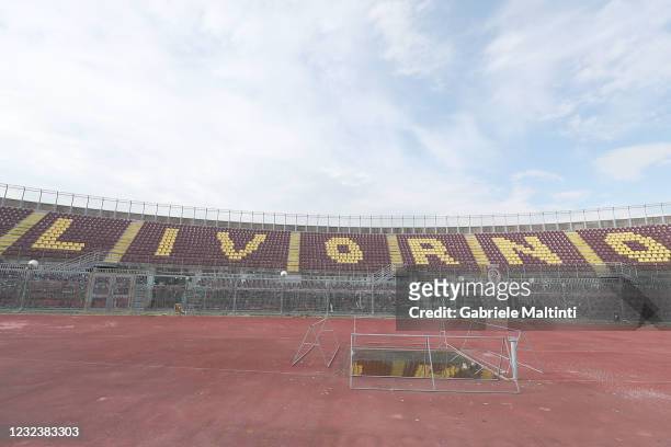 General view during the Serie B match between AS Livorno and Como 1907 at Armando Picchi Stadium on April 18, 2021 in Livorno, Italy.