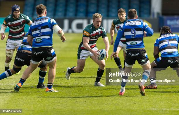 Leicester Tigers' Freddie Steward in action during the Gallagher Premiership Rugby match between Bath and Leicester Tigers at The Recreation Ground...