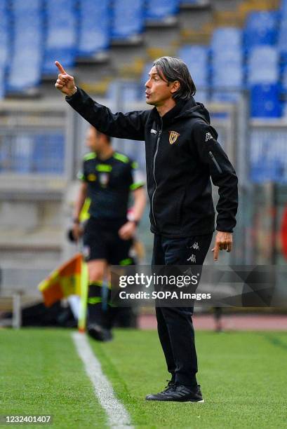 Filippo Inzaghi coach of Benevento Calcio reacts during the 2020-2021 Italian Serie A Championship League match between S.S. Lazio and Benevento...