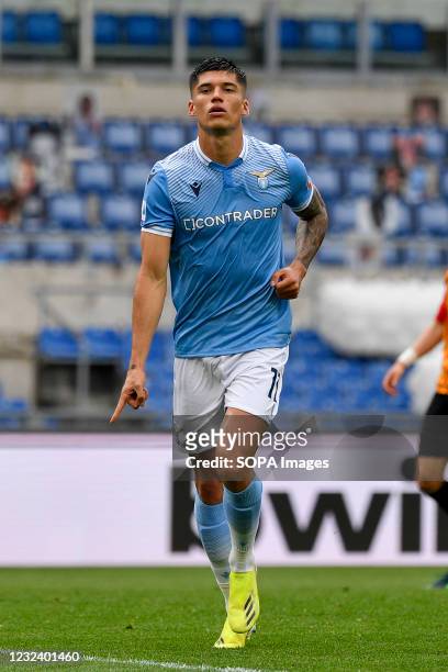 Joaquin Correa of S.S. Lazio celebrates after scoring a goal during the 2020-2021 Italian Serie A Championship League match between S.S. Lazio and...
