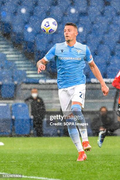 Sergej Milinkovic-Savic of S.S. Lazio in action during the 2020-2021 Italian Serie A Championship League match between S.S. Lazio and Benevento...