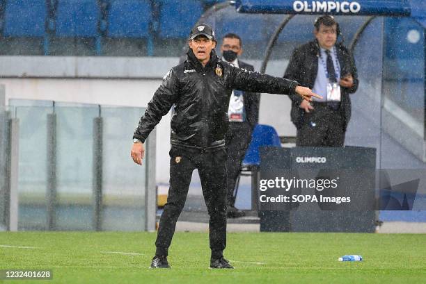 Filippo Inzaghi coach of Benevento Calcio reacts during the 2020-2021 Italian Serie A Championship League match between S.S. Lazio and Benevento...