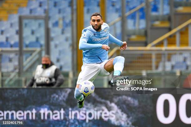 Mohamed Fares of S.S. Lazio in action during the 2020-2021 Italian Serie A Championship League match between S.S. Lazio and Benevento Calcio at...