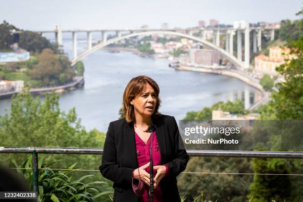 Press conference of the National Coordinator of the Left Block, Catarina Martins and the Porta Voz of the Nationalist Galician Block, Ana Póton at...