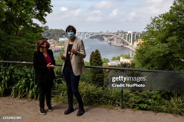 Press conference of the National Coordinator of the Left Block, Catarina Martins and the Porta Voz of the Nationalist Galician Block, Ana Póton at...