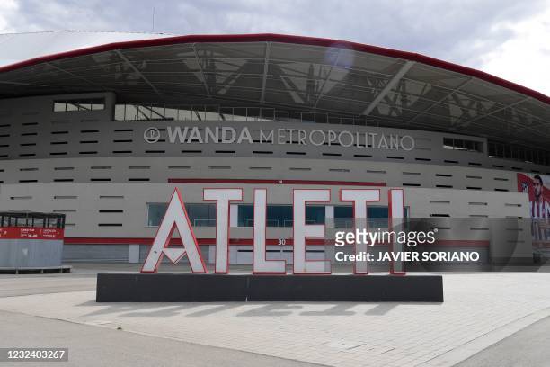 Picture shows Spanish football club Atletico Madrid's Wanda Metropolitano stadium in Madrid on April 19, 2021. - Plans for a breakaway Super League...