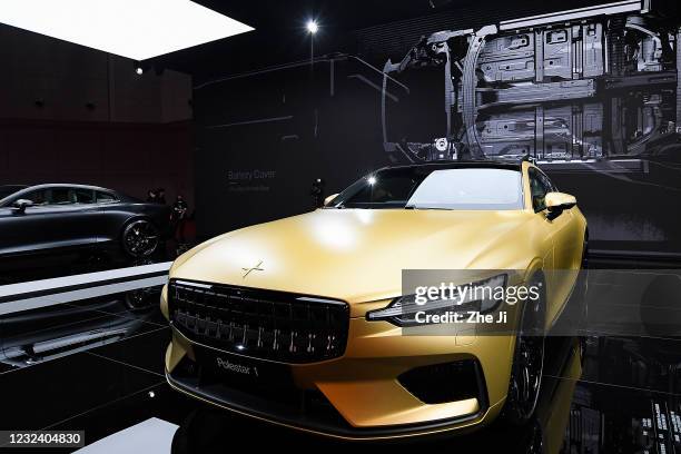 Polestar 1 electric car during the 19th Shanghai International Automobile Industry Exhibition, also known as Auto Shanghai 2021, at National...