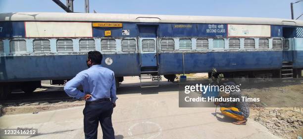 View of train coach turned into an isolation ward for coronavirus emergencies by the Indian Railways, at Anand Vihar Railway yards, on April 19, 2021...