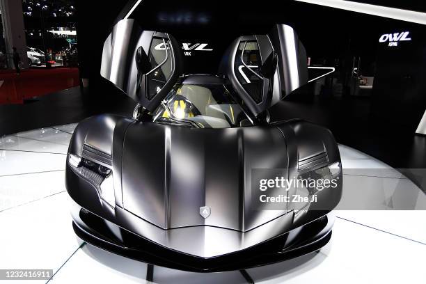 An Aspark Owl All-Electric Supercar is displayed during the 19th Shanghai International Automobile Industry Exhibition, also known as Auto Shanghai...