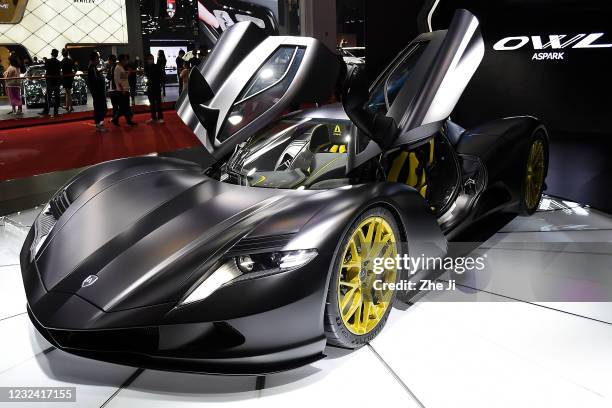 An Aspark Owl All-Electric Supercar is displayed during the 19th Shanghai International Automobile Industry Exhibition, also known as Auto Shanghai...